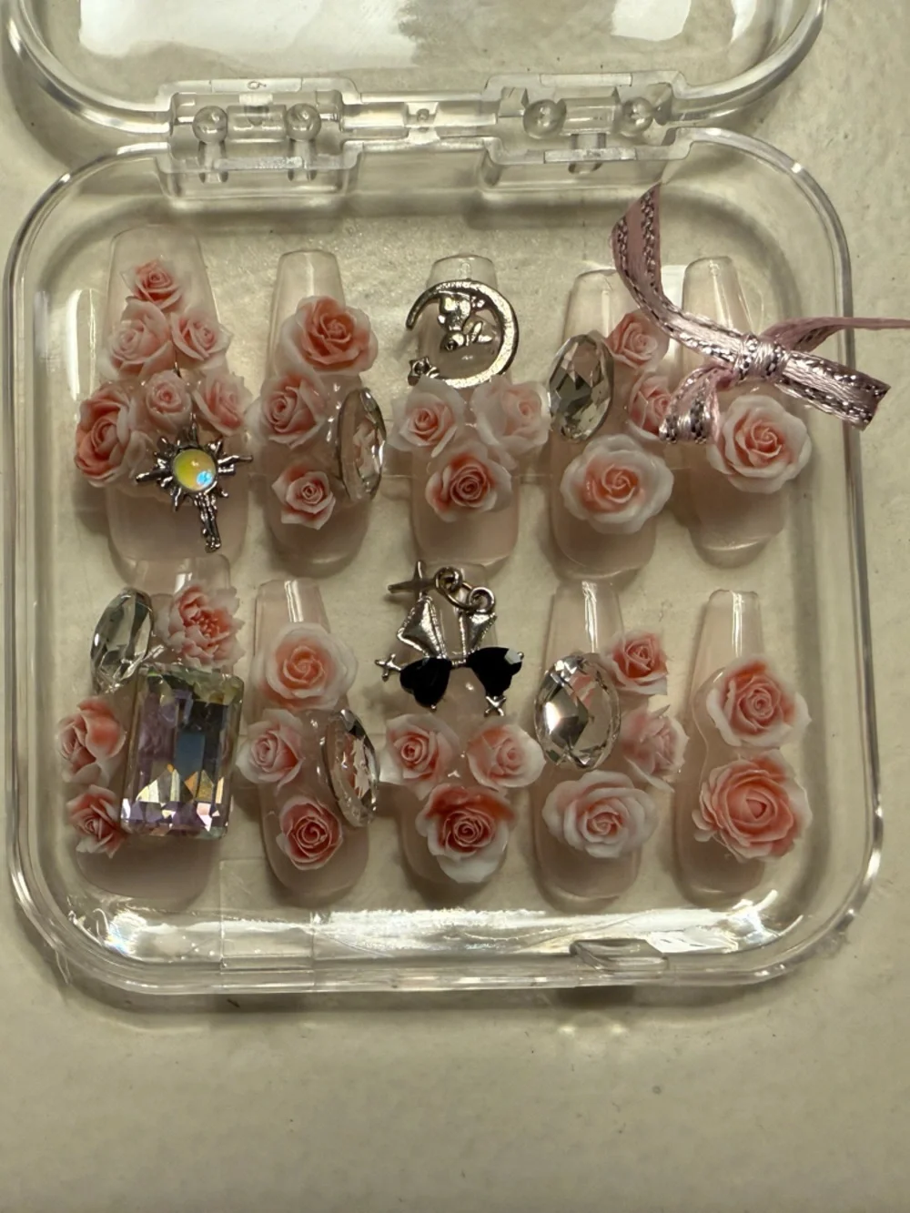 Floral Nail Art Set with Charms